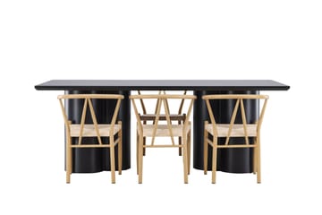 Spisegruppe Venture Home Olivia spisegruppe 210 cm rektangulær med 6 Alfons-stoler Svart/Beige/Brun - Møbler - Bord - Spisegruppe