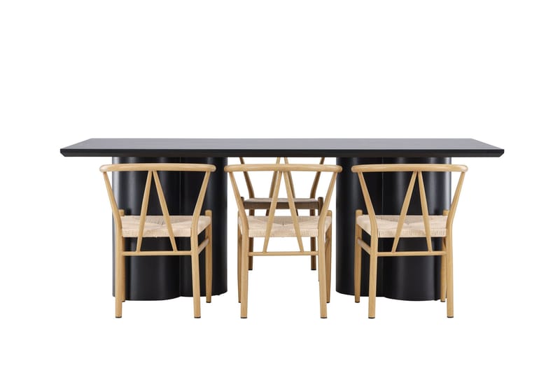 Spisegruppe Venture Home Olivia spisegruppe 210 cm rektangulær med 6 Alfons-stoler Svart/Beige/Brun - Møbler - Bord - Spisegruppe