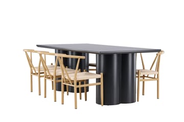 Spisegruppe Venture Home Olivia spisegruppe 210 cm rektangulær med 6 Alfons-stoler Svart/Beige/Brun - Møbler - Bord - Spisegruppe