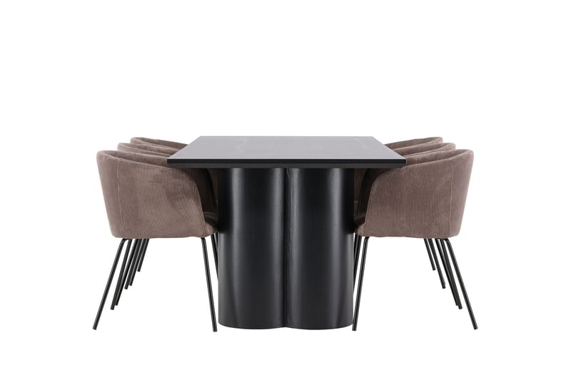 Spisegruppe Venture Home Olivia spisegruppe 210 cm rektangulær med 6 Berit-stoler Svart/Brun/Svart - Møbler - Bord - Spisegruppe