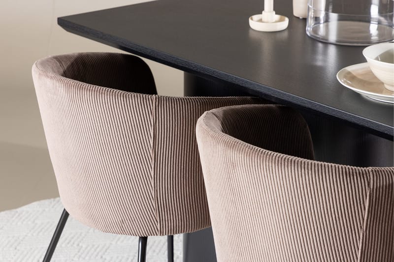 Spisegruppe Venture Home Olivia spisegruppe 210 cm rektangulær med 6 Berit-stoler Svart/Brun/Svart - Møbler - Bord - Spisegruppe