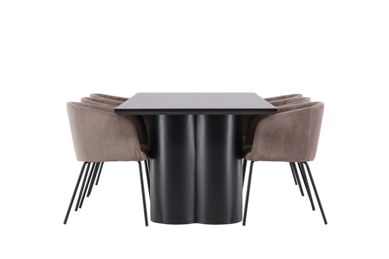 Spisegruppe Venture Home Olivia spisegruppe 210 cm rektangulær med 6 Berit-stoler Svart/Brun/Svart - Møbler - Bord - Spisegruppe