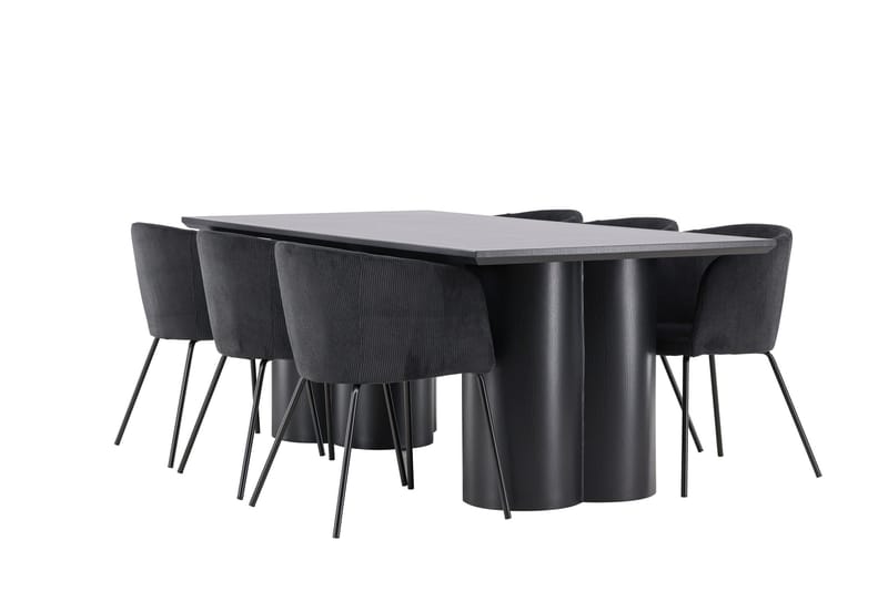 Spisegruppe Venture Home Olivia spisegruppe 210 cm rektangulær med 6 Berit-stoler Svart/Svart/Svart - Møbler - Bord - Spisegruppe