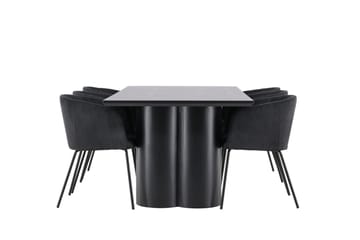 Spisegruppe Venture Home Olivia spisegruppe 210 cm rektangulær med 6 Berit-stoler Svart/Svart/Svart - Møbler - Bord - Spisegruppe