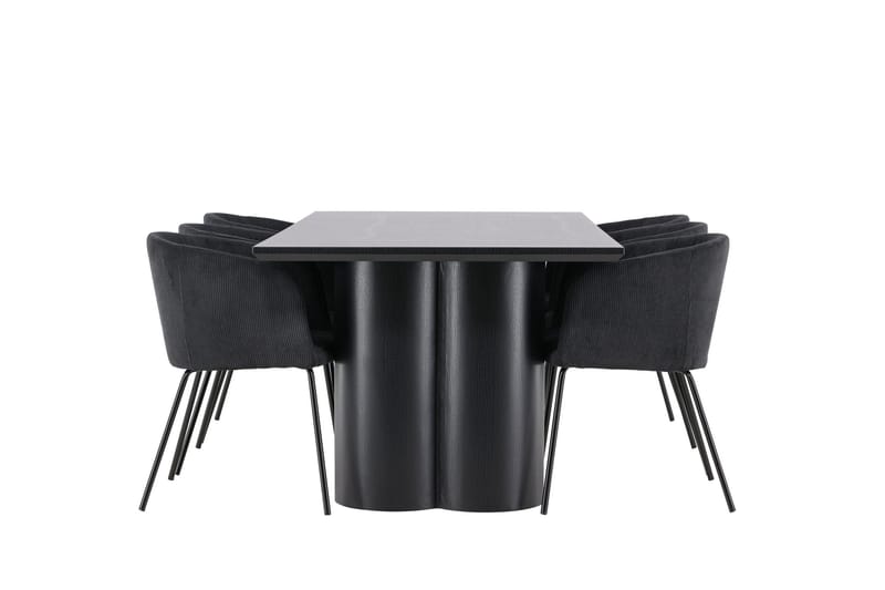 Spisegruppe Venture Home Olivia spisegruppe 210 cm rektangulær med 6 Berit-stoler Svart/Svart/Svart - Møbler - Bord - Spisegruppe