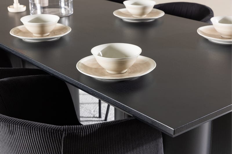 Spisegruppe Venture Home Olivia spisegruppe 210 cm rektangulær med 6 Berit-stoler Svart/Svart/Svart - Møbler - Bord - Spisegruppe