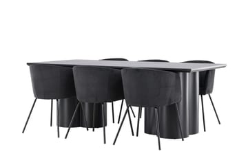Spisegruppe Venture Home Olivia spisegruppe 210 cm rektangulær med 6 Berit-stoler Svart/Svart/Svart - Møbler - Bord - Spisegruppe