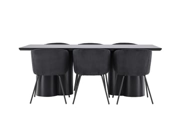 Spisegruppe Venture Home Olivia spisegruppe 210 cm rektangulær med 6 Berit-stoler Svart/Svart/Svart - Møbler - Bord - Spisegruppe
