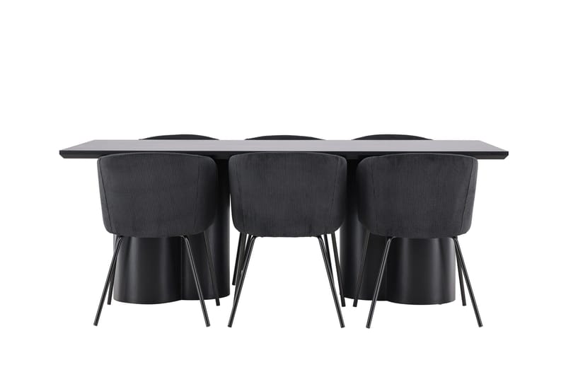Spisegruppe Venture Home Olivia spisegruppe 210 cm rektangulær med 6 Berit-stoler Svart/Svart/Svart - Møbler - Bord - Spisegruppe
