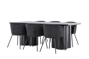 Spisegruppe Venture Home Olivia spisegruppe 210 cm rektangulær med 6 Berit-stoler Svart/Svart/Svart - Møbler - Bord - Spisegruppe