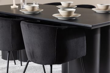 Spisegruppe Venture Home Olivia spisegruppe 210 cm rektangulær med 6 Berit-stoler Svart/Svart/Svart - Møbler - Bord - Spisegruppe