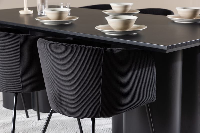 Spisegruppe Venture Home Olivia spisegruppe 210 cm rektangulær med 6 Berit-stoler Svart/Svart/Svart - Møbler - Bord - Spisegruppe