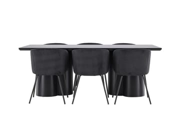 Spisegruppe Venture Home Olivia spisegruppe 210 cm rektangulær med 6 Berit-stoler Svart/Svart/Svart - Møbler - Bord - Spisegruppe