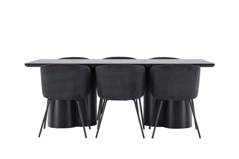 Spisegruppe Venture Home Olivia spisegruppe 210 cm rektangulær med 6 Berit-stoler Svart/Svart/Svart - Møbler - Bord - Spisegruppe
