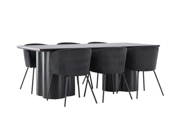 Spisegruppe Venture Home Olivia spisegruppe 210 cm rektangulær med 6 Berit-stoler Svart/Svart/Svart - Møbler - Bord - Spisegruppe