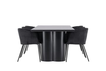 Spisegruppe Venture Home Olivia spisegruppe 210 cm rektangulær med 6 Berit-stoler Svart/Svart/Svart - Møbler - Bord - Spisegruppe