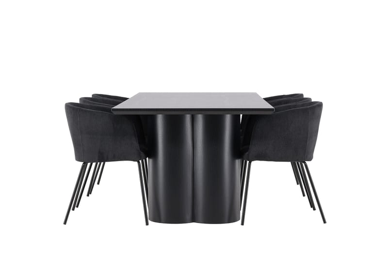 Spisegruppe Venture Home Olivia spisegruppe 210 cm rektangulær med 6 Berit-stoler Svart/Svart/Svart - Møbler - Bord - Spisegruppe