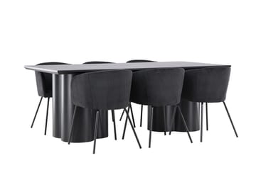 Spisegruppe Venture Home Olivia spisegruppe 210 cm rektangulær med 6 Berit-stoler Svart/Svart/Svart - Møbler - Bord - Spisegruppe