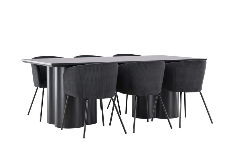 Spisegruppe Venture Home Olivia spisegruppe 210 cm rektangulær med 6 Berit-stoler Svart/Svart/Svart - Møbler - Bord - Spisegruppe