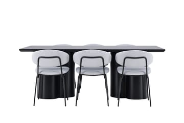Spisegruppe Venture Home Olivia spisegruppe 210 cm rektangulær med 6 Chico-stoler Svart/Blå/Svart - Møbler - Bord - Spisegruppe