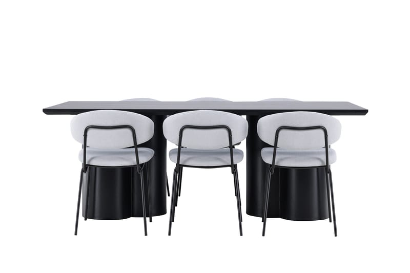 Spisegruppe Venture Home Olivia spisegruppe 210 cm rektangulær med 6 Chico-stoler Svart/Blå/Svart - Møbler - Bord - Spisegruppe