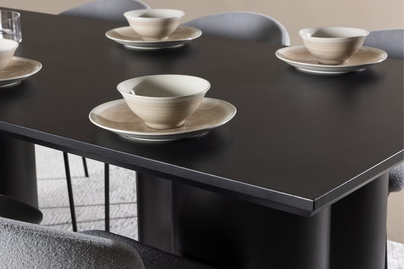 Spisegruppe Venture Home Olivia spisegruppe 210 cm rektangulær med 6 Chico-stoler Svart/Blå/Svart - Møbler - Bord - Spisegruppe