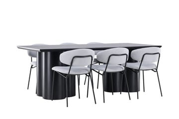 Spisegruppe Venture Home Olivia spisegruppe 210 cm rektangulær med 6 Chico-stoler Svart/Blå/Svart - Møbler - Bord - Spisegruppe