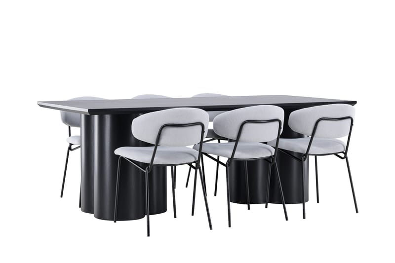 Spisegruppe Venture Home Olivia spisegruppe 210 cm rektangulær med 6 Chico-stoler Svart/Blå/Svart - Møbler - Bord - Spisegruppe