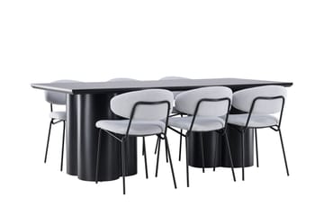Spisegruppe Venture Home Olivia spisegruppe 210 cm rektangulær med 6 Chico-stoler Svart/Blå/Svart - Møbler - Bord - Spisegruppe