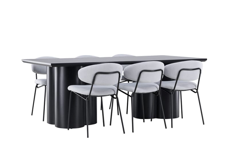 Spisegruppe Venture Home Olivia spisegruppe 210 cm rektangulær med 6 Chico-stoler Svart/Blå/Svart - Møbler - Bord - Spisegruppe