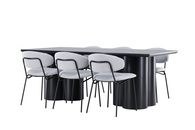 Spisegruppe Venture Home Olivia spisegruppe 210 cm rektangulær med 6 Chico-stoler Svart/Blå/Svart - Møbler - Bord - Spisegruppe