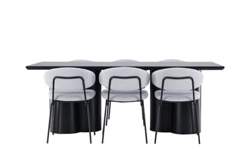 Spisegruppe Venture Home Olivia spisegruppe 210 cm rektangulær med 6 Chico-stoler Svart/Blå/Svart - Møbler - Bord - Spisegruppe