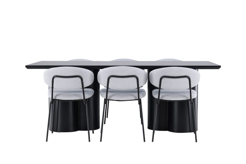 Spisegruppe Venture Home Olivia spisegruppe 210 cm rektangulær med 6 Chico-stoler Svart/Blå/Svart - Møbler - Bord - Spisegruppe