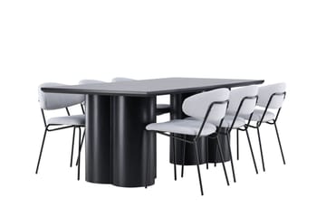 Spisegruppe Venture Home Olivia spisegruppe 210 cm rektangulær med 6 Chico-stoler Svart/Blå/Svart - Møbler - Bord - Spisegruppe