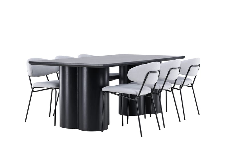 Spisegruppe Venture Home Olivia spisegruppe 210 cm rektangulær med 6 Chico-stoler Svart/Blå/Svart - Møbler - Bord - Spisegruppe