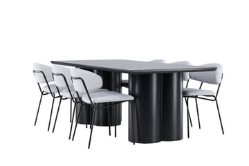 Spisegruppe Venture Home Olivia spisegruppe 210 cm rektangulær med 6 Chico-stoler Svart/Blå/Svart - Møbler - Bord - Spisegruppe