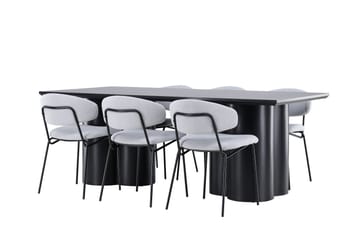 Spisegruppe Venture Home Olivia spisegruppe 210 cm rektangulær med 6 Chico-stoler Svart/Blå/Svart - Møbler - Bord - Spisegruppe