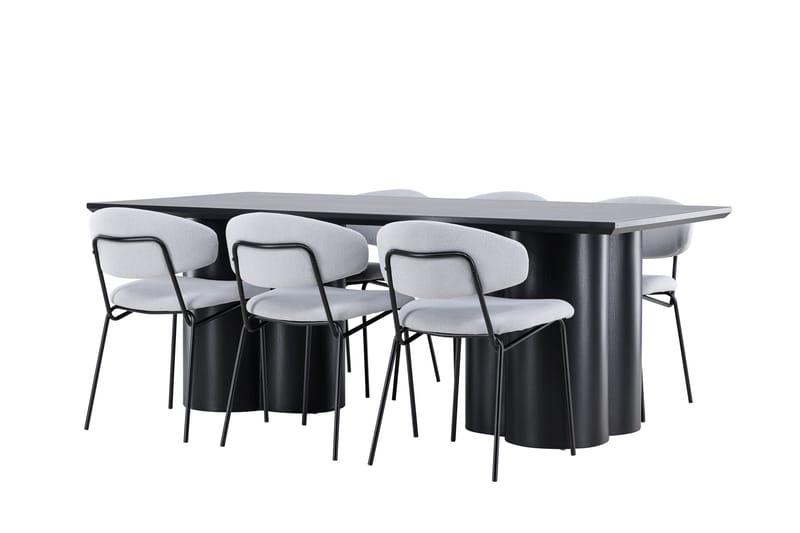 Spisegruppe Venture Home Olivia spisegruppe 210 cm rektangulær med 6 Chico-stoler Svart/Blå/Svart - Møbler - Bord - Spisegruppe