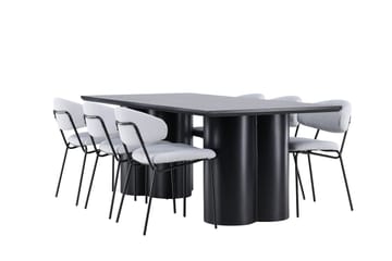 Spisegruppe Venture Home Olivia spisegruppe 210 cm rektangulær med 6 Chico-stoler Svart/Blå/Svart - Møbler - Bord - Spisegruppe