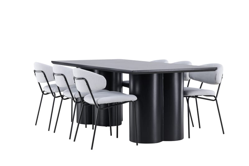 Spisegruppe Venture Home Olivia spisegruppe 210 cm rektangulær med 6 Chico-stoler Svart/Blå/Svart - Møbler - Bord - Spisegruppe