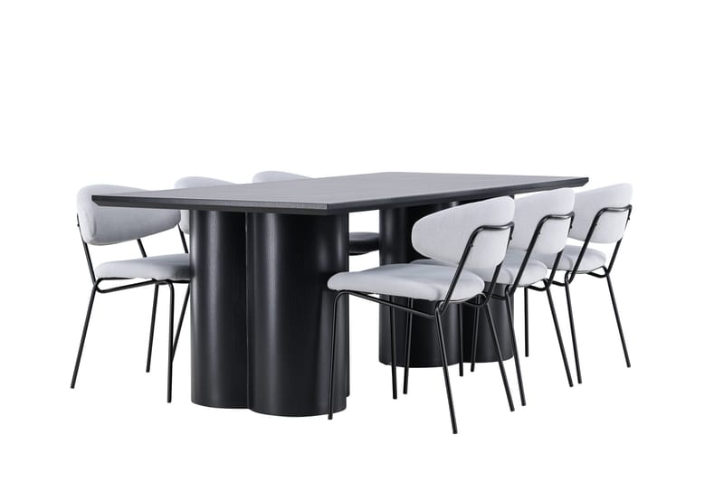 Spisegruppe Venture Home Olivia spisegruppe 210 cm rektangulær med 6 Chico-stoler Svart/Blå/Svart - Møbler - Bord - Spisegruppe