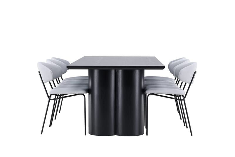 Spisegruppe Venture Home Olivia spisegruppe 210 cm rektangulær med 6 Chico-stoler Svart/Blå/Svart - Møbler - Bord - Spisegruppe