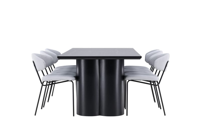 Spisegruppe Venture Home Olivia spisegruppe 210 cm rektangulær med 6 Chico-stoler Svart/Blå/Svart - Møbler - Bord - Spisegruppe