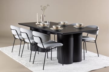 Spisegruppe Venture Home Olivia spisegruppe 210 cm rektangulær med 6 Chico-stoler Svart/Blå/Svart - Møbler - Bord - Spisegruppe