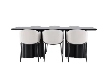Spisegruppe Venture Home Olivia spisegruppe 210 cm rektangulær med 6 Evelina-stoler Svart/Grå/Svart - Møbler - Bord - Spisegruppe