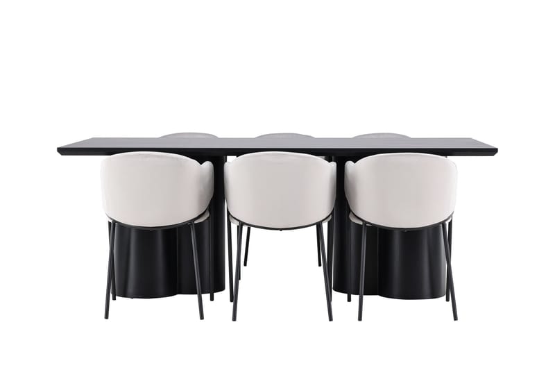 Spisegruppe Venture Home Olivia spisegruppe 210 cm rektangulær med 6 Evelina-stoler Svart/Grå/Svart - Møbler - Bord - Spisegruppe