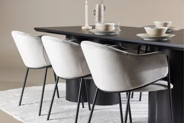 Spisegruppe Venture Home Olivia spisegruppe 210 cm rektangulær med 6 Evelina-stoler Svart/Grå/Svart - Møbler - Bord - Spisegruppe