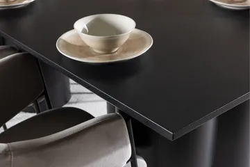 Spisegruppe Venture Home Olivia spisegruppe 210 cm rektangulær med 6 Evelina-stoler Svart/Grå/Svart - Møbler - Bord - Spisegruppe