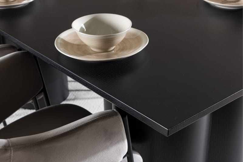 Spisegruppe Venture Home Olivia spisegruppe 210 cm rektangulær med 6 Evelina-stoler Svart/Grå/Svart - Møbler - Bord - Spisegruppe