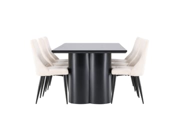 Spisegruppe Venture Home Olivia spisegruppe 210 cm rektangulær med 6 Leone-stoler Svart/Beige/Svart - Møbler - Bord - Spisegruppe